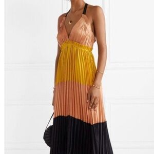 Ulla Johnson Gisella dress Colorblock pleated Maxi